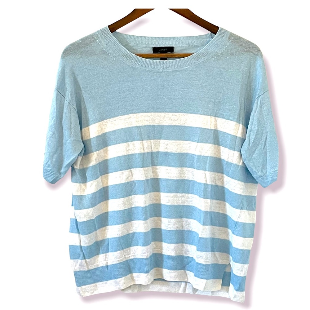 J. Crew 100% Linen Striped Top